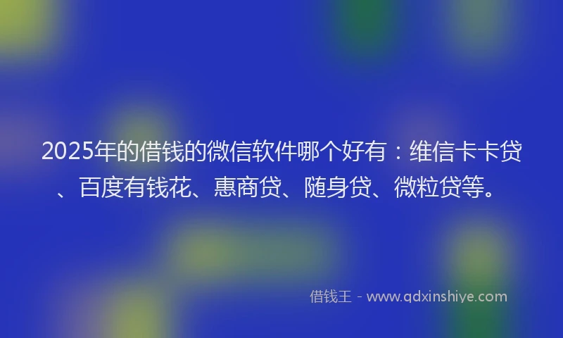 2025年的借钱的微信软件哪个好有：维信卡卡贷、百度有钱花、惠商贷、随身贷、微粒贷等。