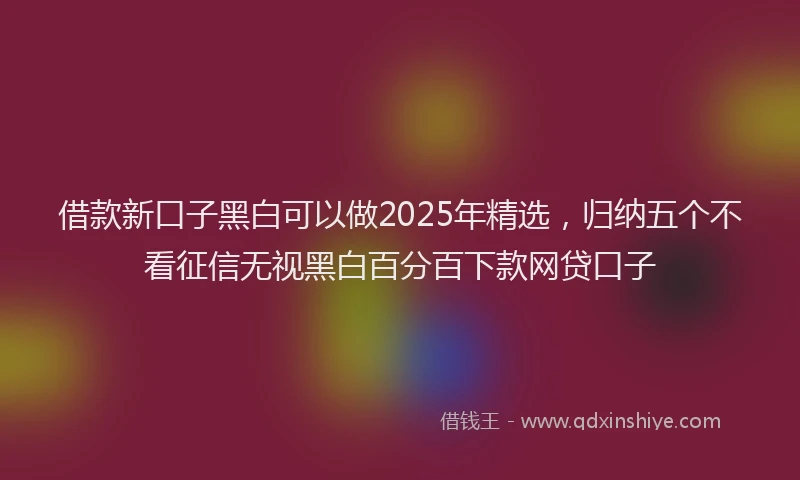 借款新口子黑白可以做2025年精选，归纳五个不看征信无视黑白百分百下款网贷口子