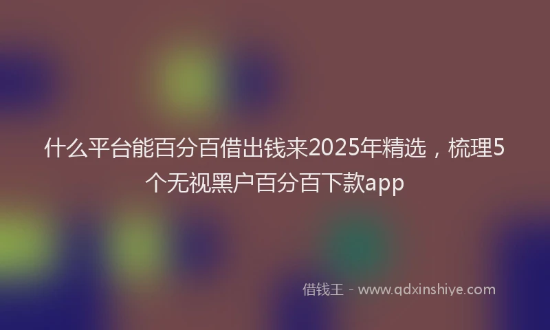 什么平台能百分百借出钱来2025年精选，梳理5个无视黑户百分百下款app