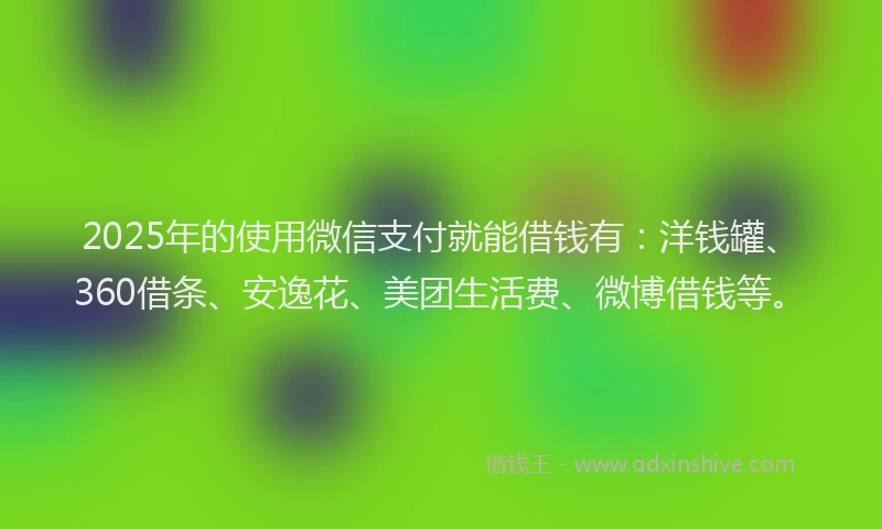 2025年的使用微信支付就能借钱有：洋钱罐、360借条、安逸花、美团生活费、微博借钱等。