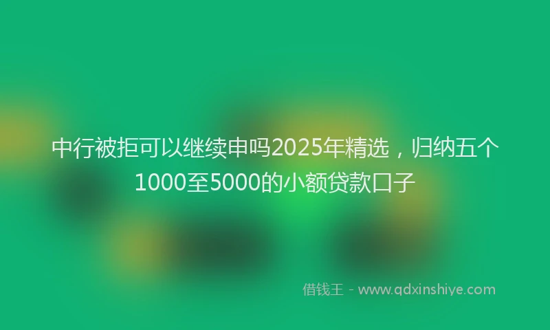 中行被拒可以继续申吗2025年精选，归纳五个1000至5000的小额贷款口子