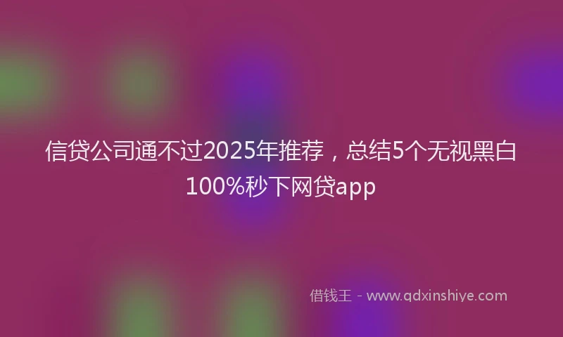 信贷公司通不过2025年推荐，总结5个无视黑白100%秒下网贷app