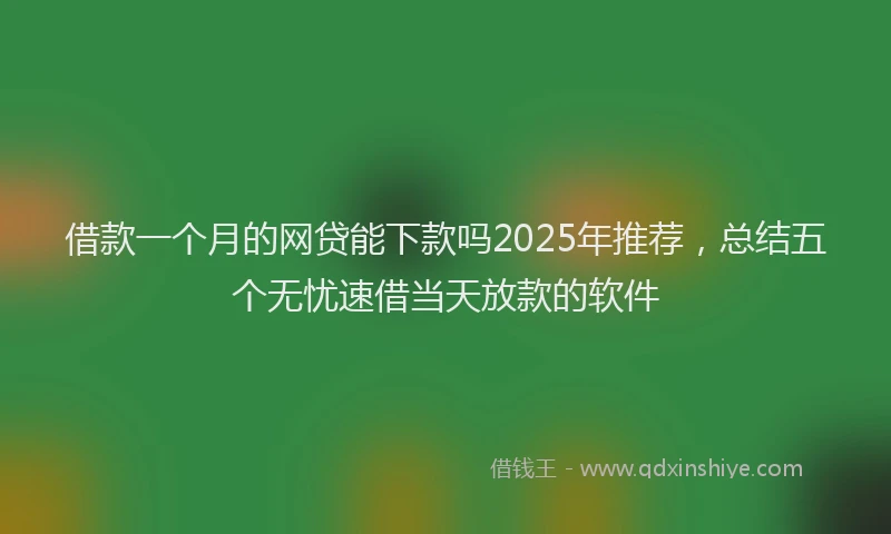 借款一个月的网贷能下款吗2025年推荐，总结五个无忧速借当天放款的软件