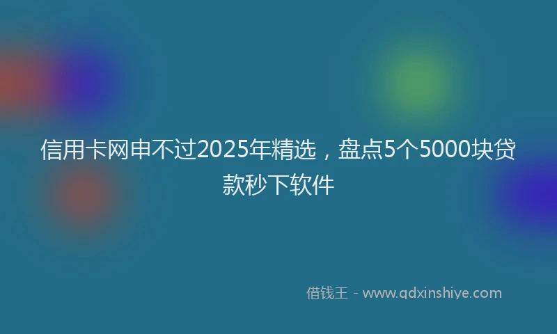 信用卡网申不过2025年精选，盘点5个5000块贷款秒下软件