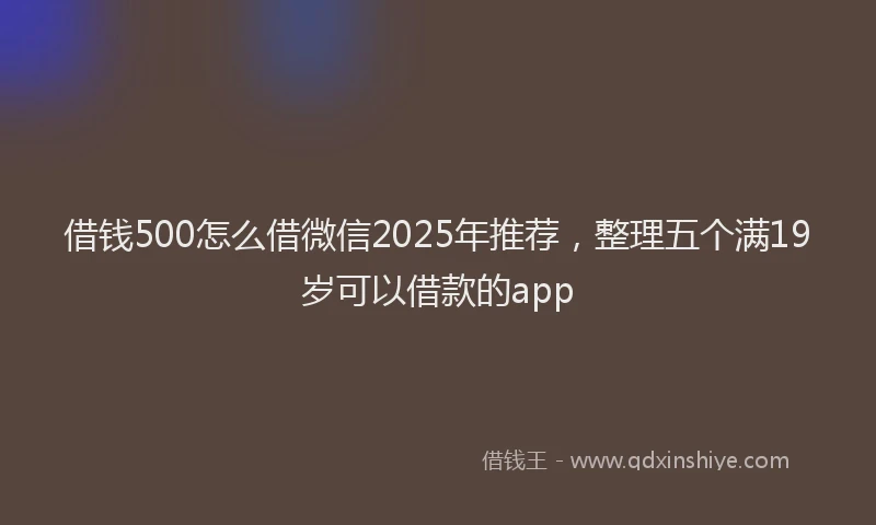 借钱500怎么借微信2025年推荐，整理五个满19岁可以借款的app
