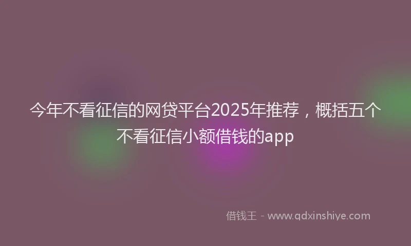 今年不看征信的网贷平台2025年推荐，概括五个不看征信小额借钱的app