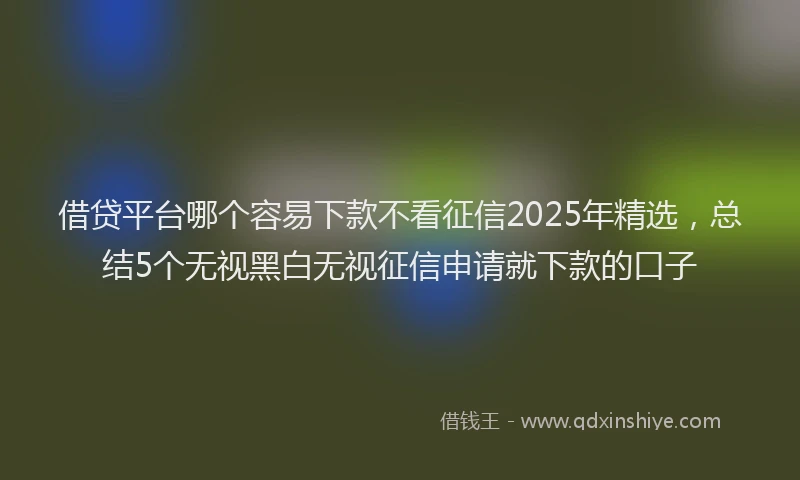 借贷平台哪个容易下款不看征信2025年精选，总结5个无视黑白无视征信申请就下款的口子