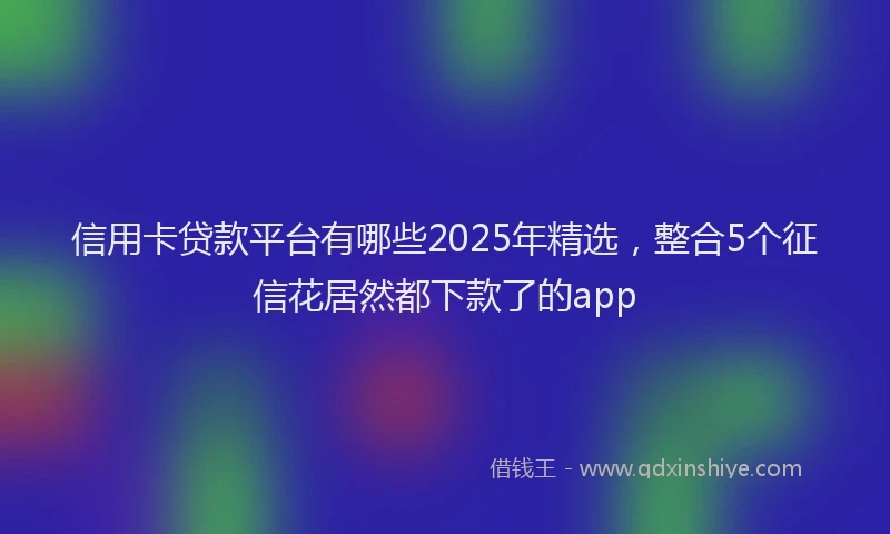 信用卡贷款平台有哪些2025年精选，整合5个征信花居然都下款了的app