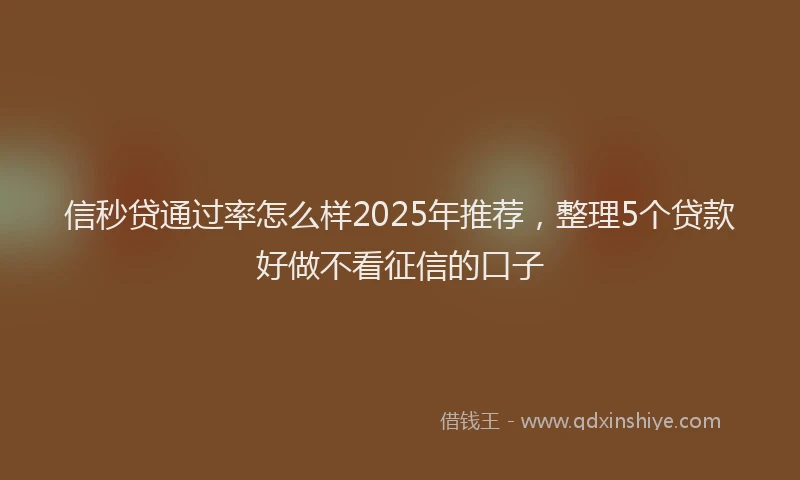 信秒贷通过率怎么样2025年推荐，整理5个贷款好做不看征信的口子