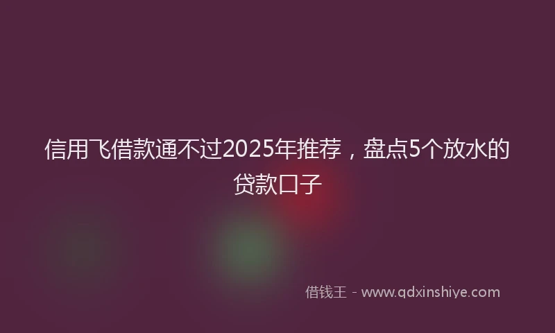 信用飞借款通不过2025年推荐，盘点5个放水的贷款口子