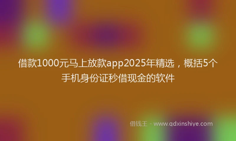 借款1000元马上放款app2025年精选，概括5个手机身份证秒借现金的软件