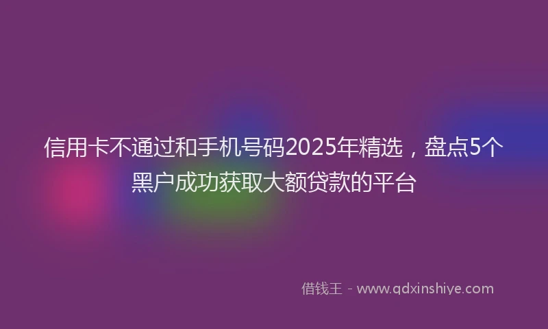 信用卡不通过和手机号码2025年精选，盘点5个黑户成功获取大额贷款的平台