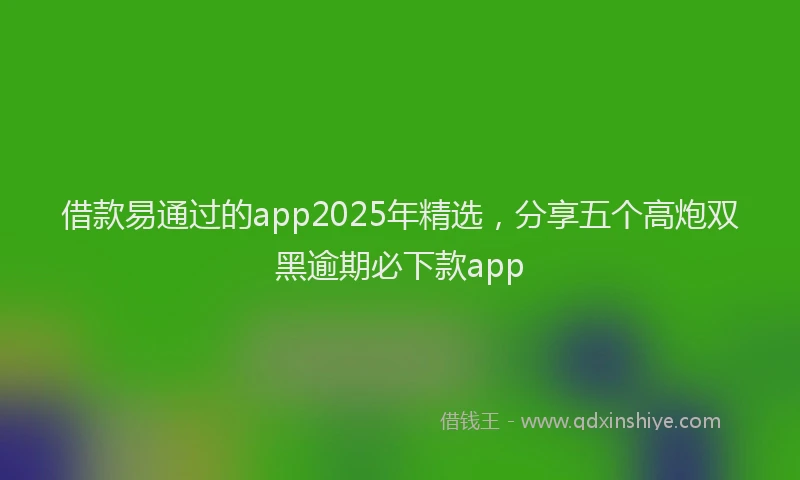 借款易通过的app2025年精选，分享五个高炮双黑逾期必下款app