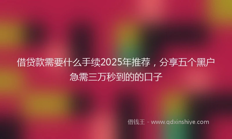 借贷款需要什么手续2025年推荐，分享五个黑户急需三万秒到的的口子