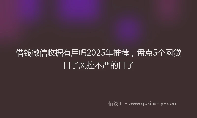 借钱微信收据有用吗2025年推荐，盘点5个网贷口子风控不严的口子
