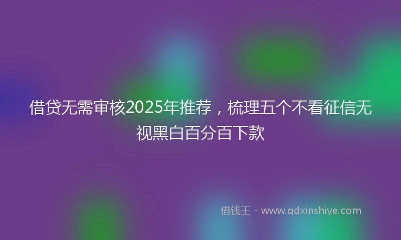 借贷无需审核2025年推荐，梳理五个不看征信无视黑白百分百下款