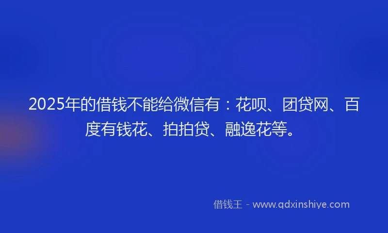 2025年的借钱不能给微信有：花呗、团贷网、百度有钱花、拍拍贷、融逸花等。