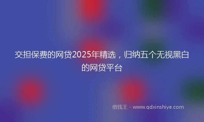 交担保费的网贷2025年精选，归纳五个无视黑白的网贷平台