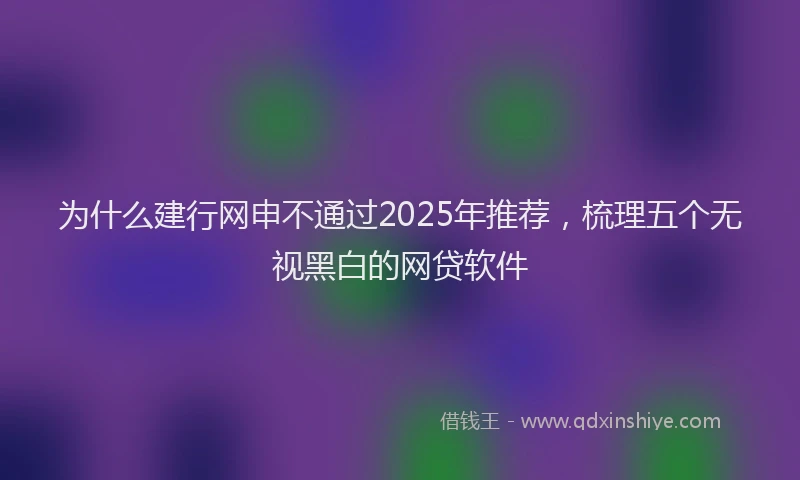 为什么建行网申不通过2025年推荐，梳理五个无视黑白的网贷软件