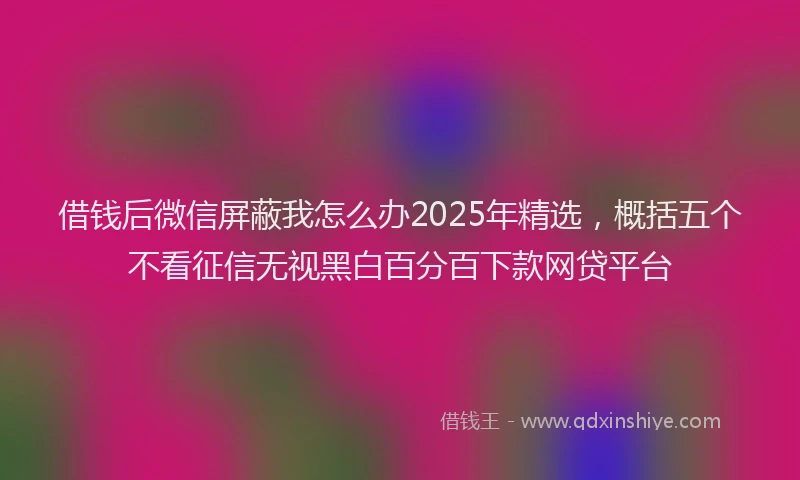 借钱后微信屏蔽我怎么办2025年精选，概括五个不看征信无视黑白百分百下款网贷平台