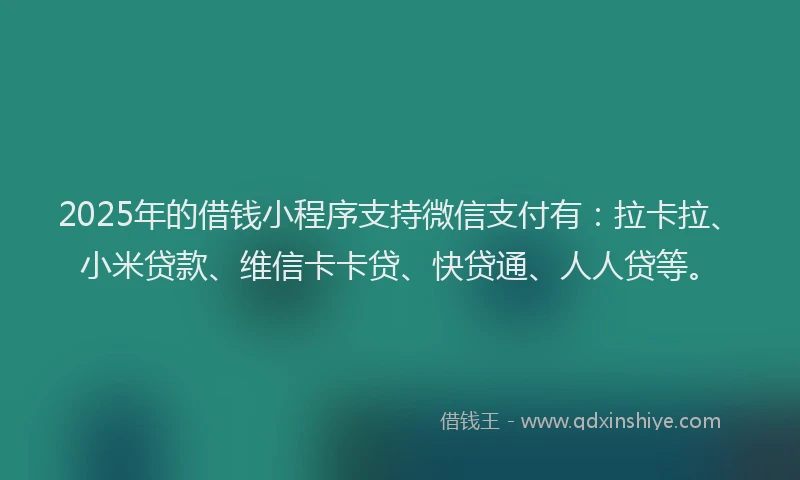 2025年的借钱小程序支持微信支付有：拉卡拉、小米贷款、维信卡卡贷、快贷通、人人贷等。