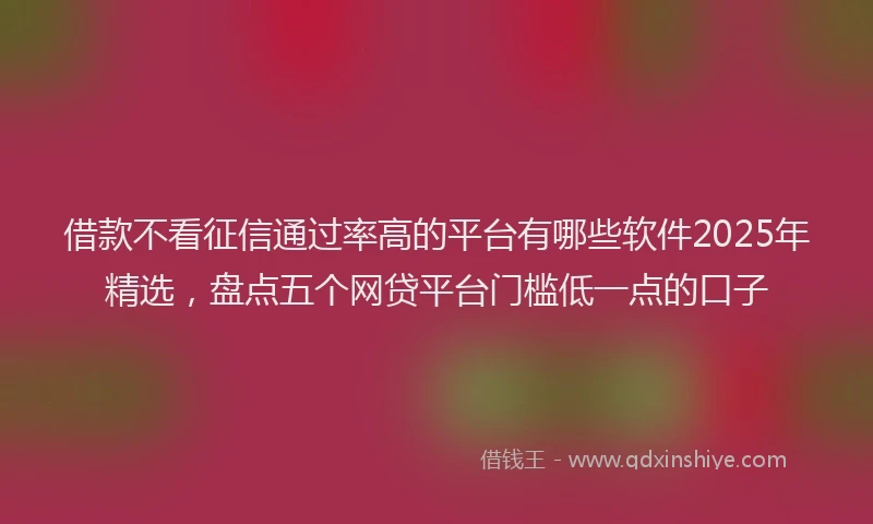 借款不看征信通过率高的平台有哪些软件2025年精选，盘点五个网贷平台门槛低一点的口子