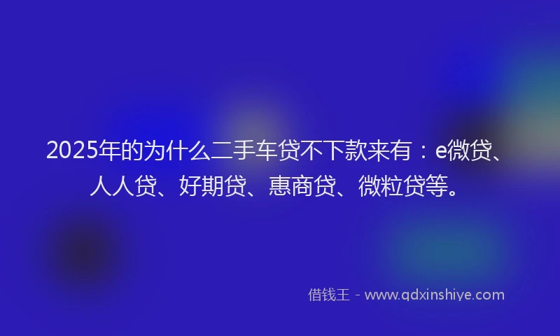 2025年的为什么二手车贷不下款来有：e微贷、人人贷、好期贷、惠商贷、微粒贷等。