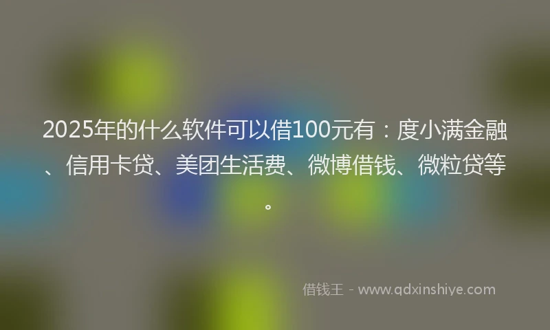 2025年的什么软件可以借100元有：度小满金融、信用卡贷、美团生活费、微博借钱、微粒贷等。