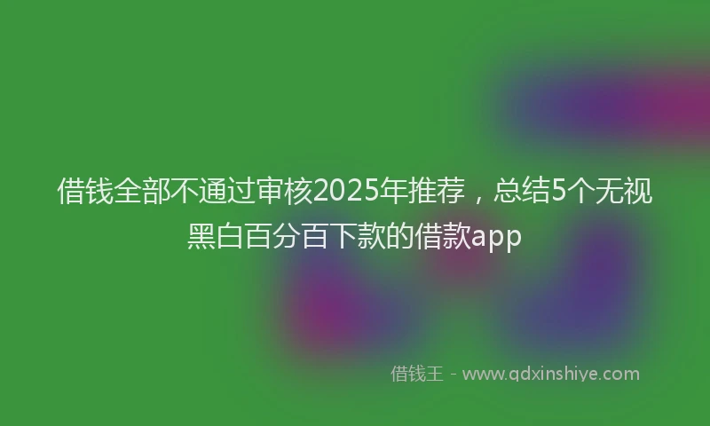 借钱全部不通过审核2025年推荐，总结5个无视黑白百分百下款的借款app