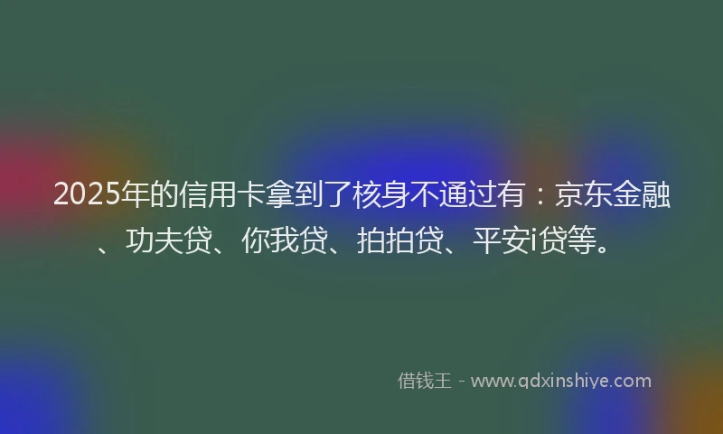 2025年的信用卡拿到了核身不通过有：京东金融、功夫贷、你我贷、拍拍贷、平安i贷等。