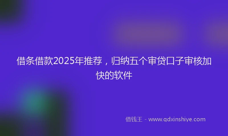 借条借款2025年推荐，归纳五个审贷口子审核加快的软件