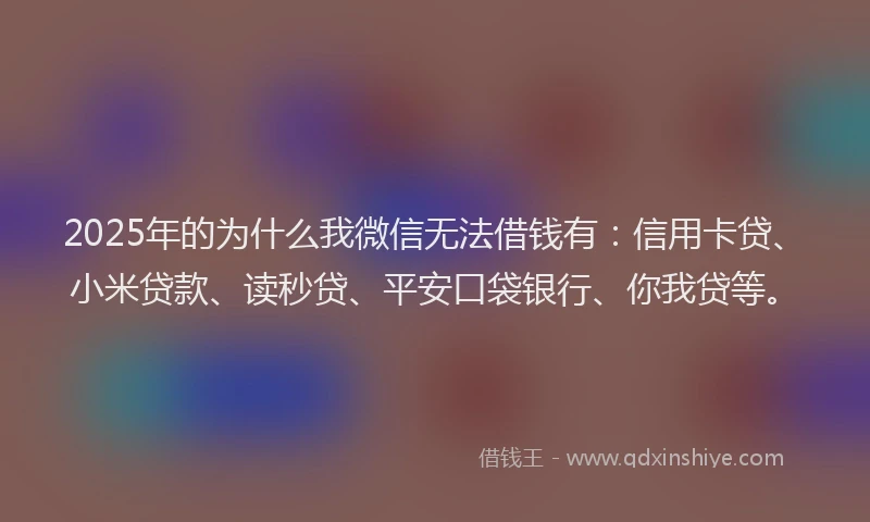 2025年的为什么我微信无法借钱有：信用卡贷、小米贷款、读秒贷、平安口袋银行、你我贷等。