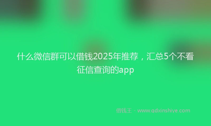 什么微信群可以借钱2025年推荐，汇总5个不看征信查询的app
