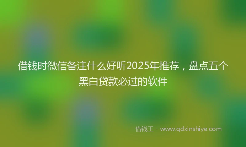 借钱时微信备注什么好听2025年推荐，盘点五个黑白贷款必过的软件
