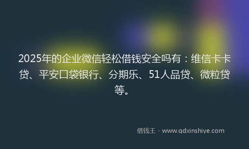 2025年的企业微信轻松借钱安全吗有：维信卡卡贷、平安口袋银行、分期乐、51人品贷、微粒贷等。