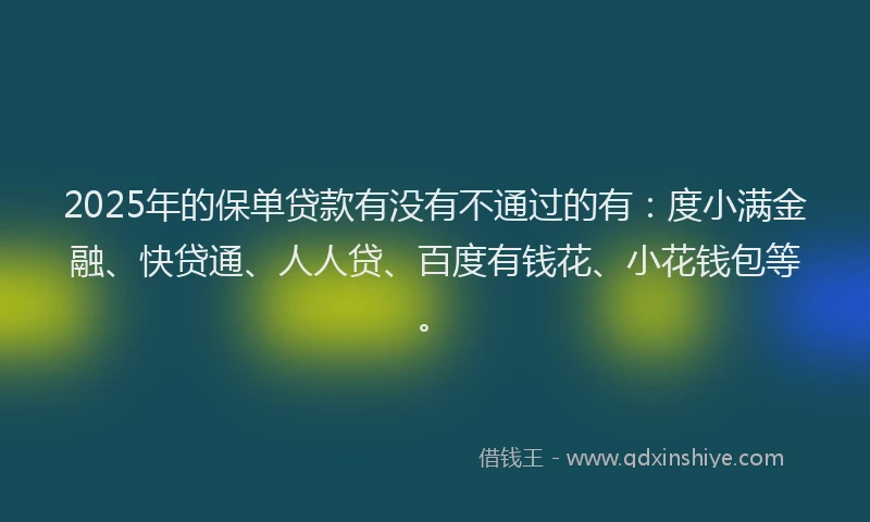 2025年的保单贷款有没有不通过的有：度小满金融、快贷通、人人贷、百度有钱花、小花钱包等。