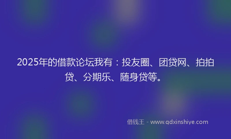 2025年的借款论坛我有：投友圈、团贷网、拍拍贷、分期乐、随身贷等。