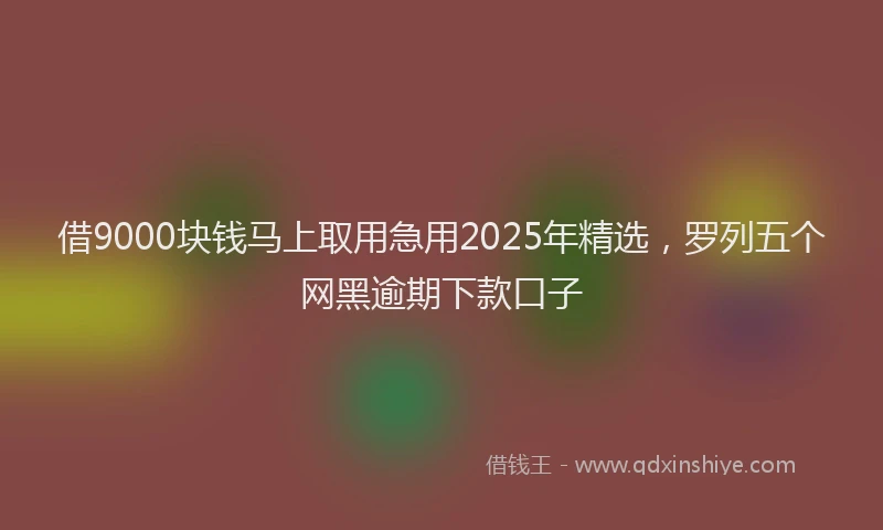 借9000块钱马上取用急用2025年精选，罗列五个网黑逾期下款口子