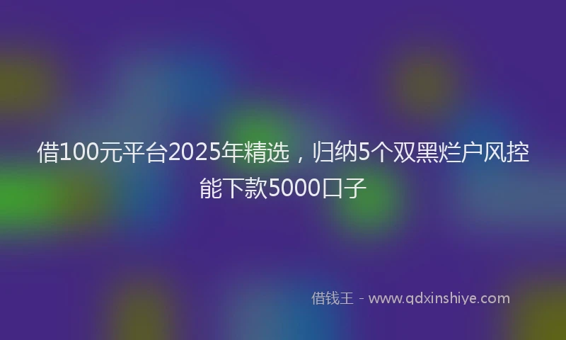 借100元平台2025年精选，归纳5个双黑烂户风控能下款5000口子