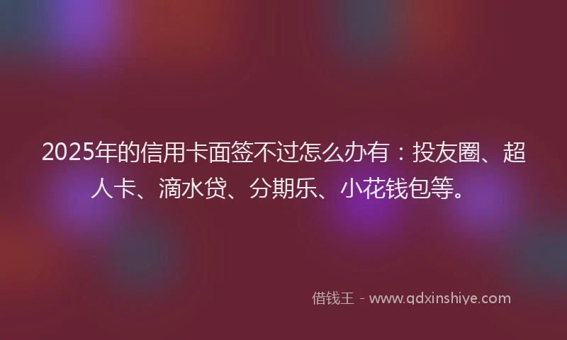 2025年的信用卡面签不过怎么办有：投友圈、超人卡、滴水贷、分期乐、小花钱包等。