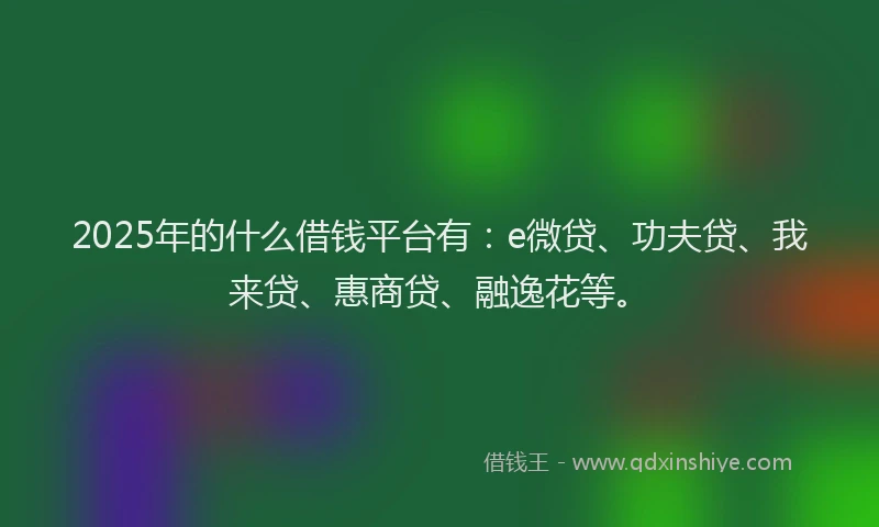 2025年的什么借钱平台有：e微贷、功夫贷、我来贷、惠商贷、融逸花等。