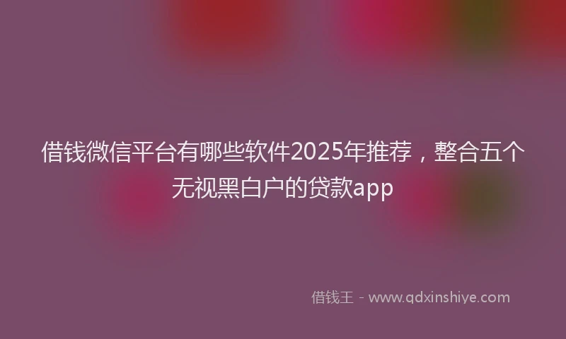 借钱微信平台有哪些软件2025年推荐，整合五个无视黑白户的贷款app