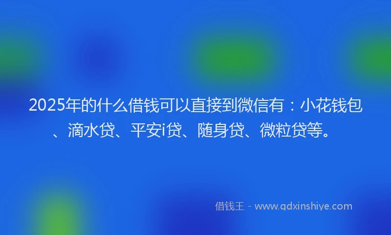 2025年的什么借钱可以直接到微信有：小花钱包、滴水贷、平安i贷、随身贷、微粒贷等。