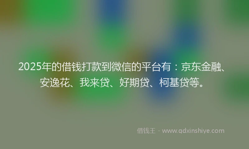 2025年的借钱打款到微信的平台有：京东金融、安逸花、我来贷、好期贷、柯基贷等。