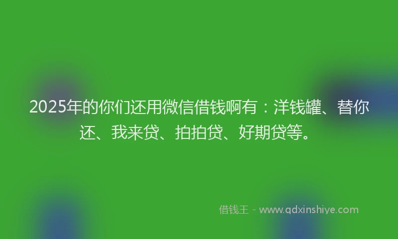2025年的你们还用微信借钱啊有：洋钱罐、替你还、我来贷、拍拍贷、好期贷等。