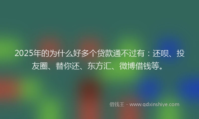 2025年的为什么好多个贷款通不过有：还呗、投友圈、替你还、东方汇、微博借钱等。