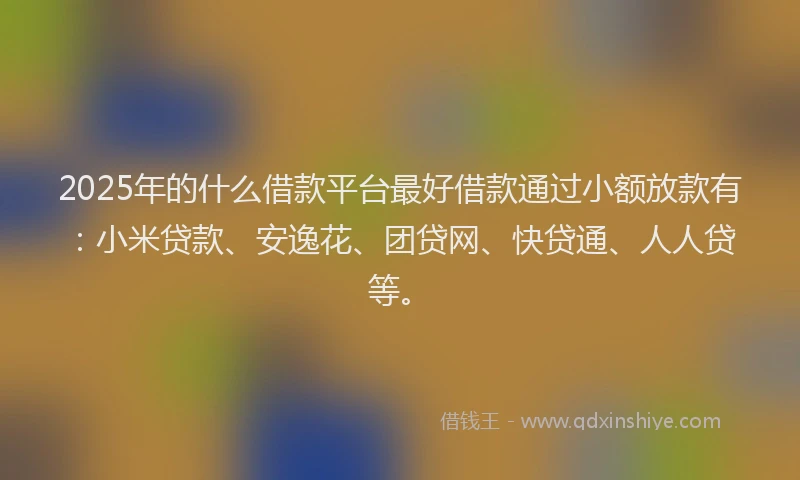 2025年的什么借款平台最好借款通过小额放款有：小米贷款、安逸花、团贷网、快贷通、人人贷等。