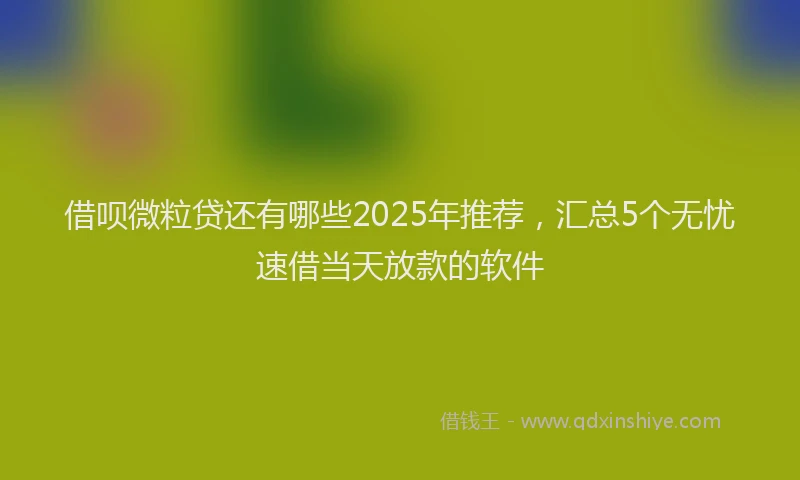 借呗微粒贷还有哪些2025年推荐，汇总5个无忧速借当天放款的软件