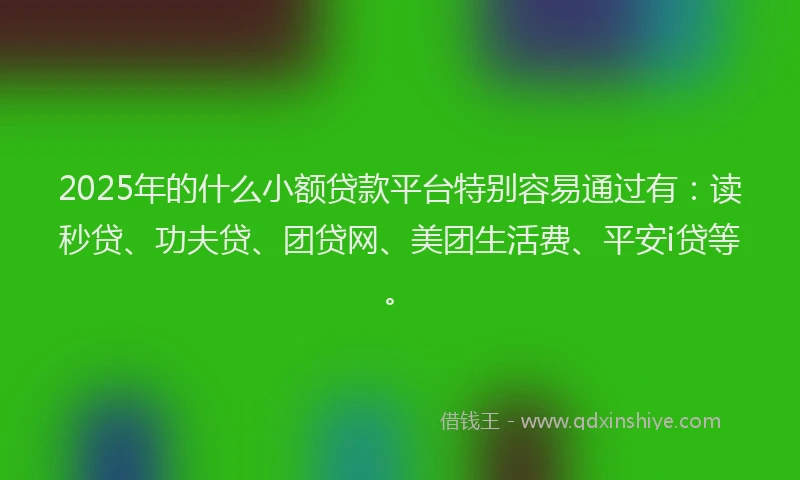 2025年的什么小额贷款平台特别容易通过有：读秒贷、功夫贷、团贷网、美团生活费、平安i贷等。
