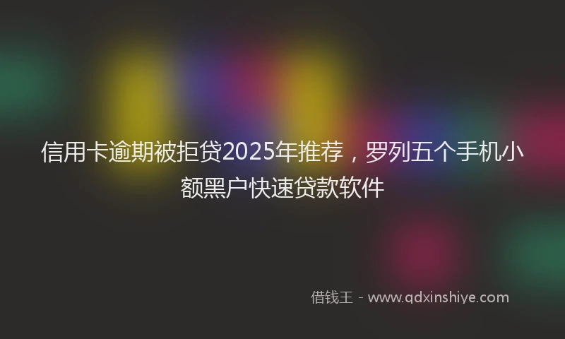 信用卡逾期被拒贷2025年推荐，罗列五个手机小额黑户快速贷款软件